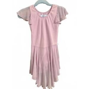 Purple Girls' Ballet Dance Leotard Dress with Sheer Skirt 4T